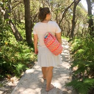 Beach Bag Geometric Poncho Fabric Shoulder Duffel